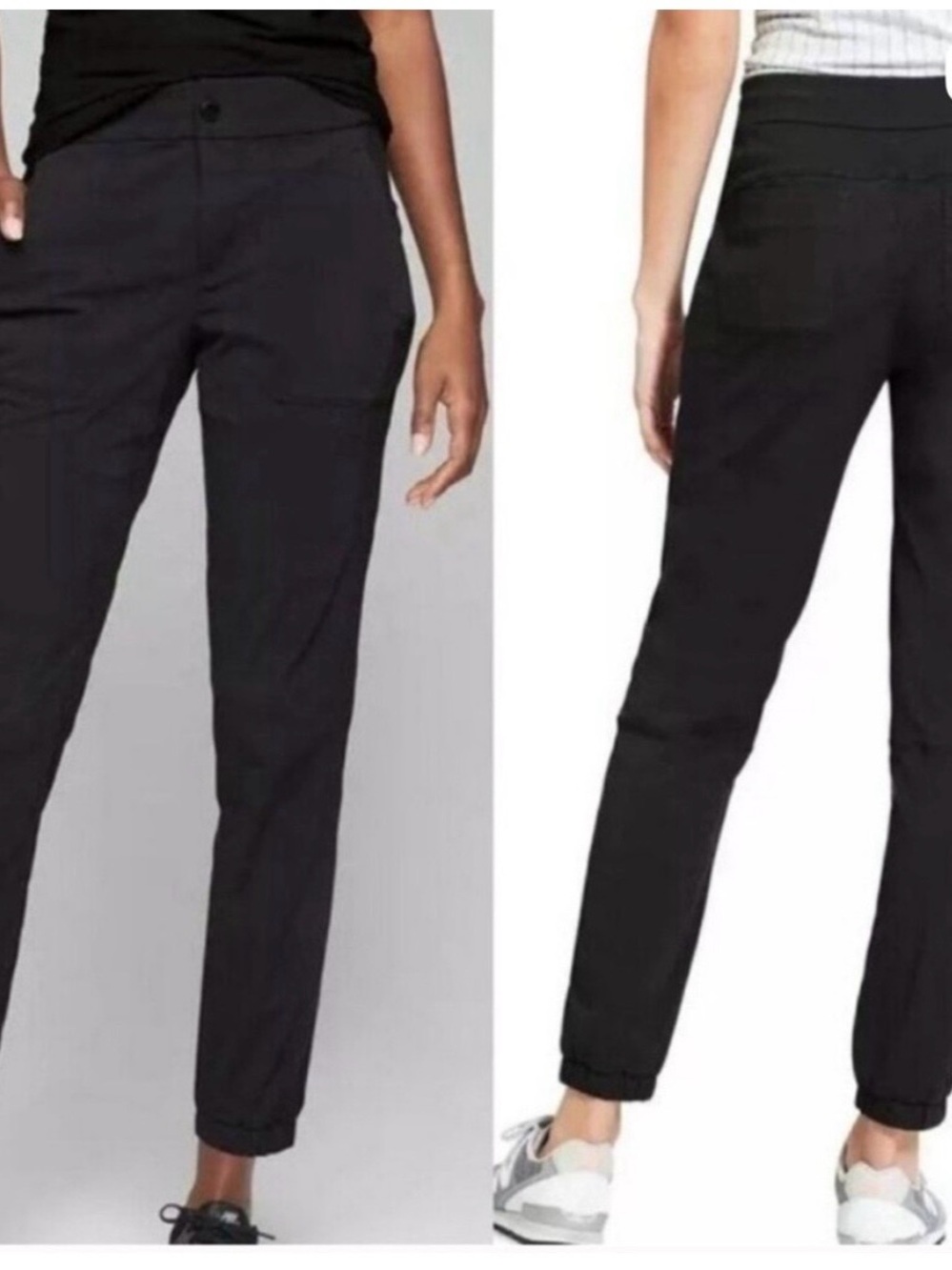 Athleta Black Straight-Leg Utility Pants with Patch Pockets